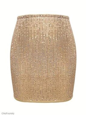 Sequin Mini Skirt High Waist Bodycon A-Line Party Skirt